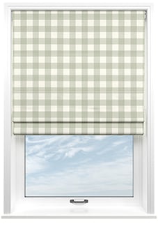 Gingham, Bud Green - Twist&Fit Roman Blind